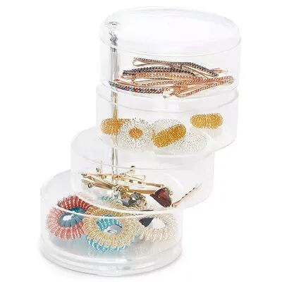 Juvale Plastic Jewelry Organizer, Hair Tie Container for Bathroom (4.5 x 6.9 In), Women's, Beige Over