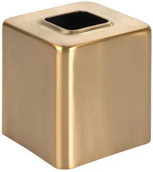 mDesign Steel Tissue Box Cover Modern Square Facial Paper Holder - Bronze, Soft Brass