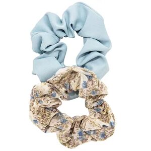 LC Lauren Conrad Beige Blue Floral Scrunchie Set, Multicolor