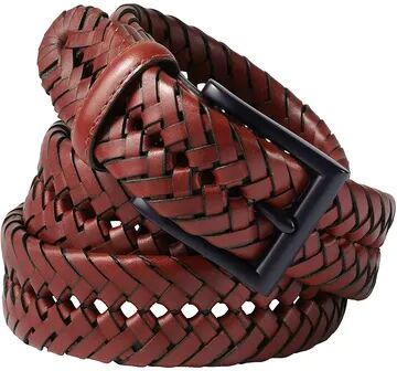 Lands' End Men's Lands’ End Big Leather Braid Belt, Size: 54B, Red