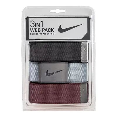 Nike Men's Nike 3-Pack Cotton Web Belt Set, Red Overfl