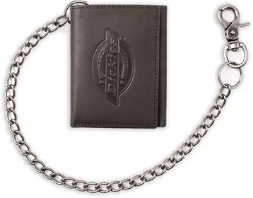 Dickies Men's Dickies Leather Trifold Wallet with Removable Swag Chain, Brown