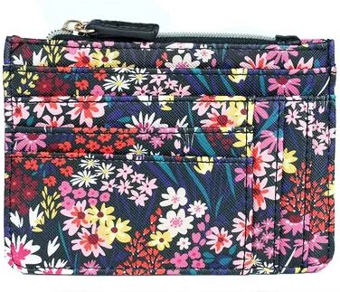 Julia Buxton Ditsy Garden Slot RFID-Blocking Coin Case, Black