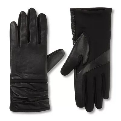 isotoner Women's isotoner Lined Faux Leather Gloves, Size: Large-XL, Black
