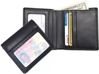 Royce Leather Double ID Bifold Wallet, Black