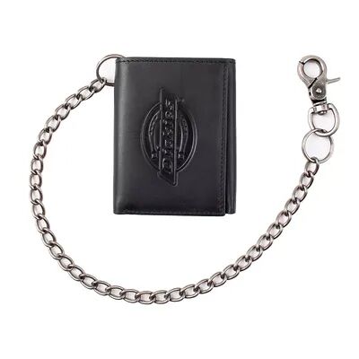Dickies Men's Dickies Leather Trifold Wallet with Removable Swag Chain, Black