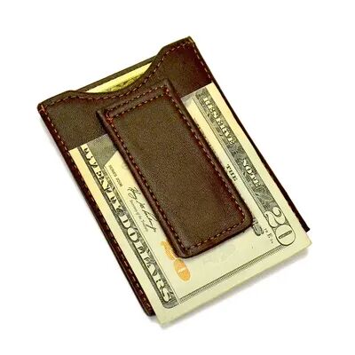 Royce Leather Magnetic Money Clip Wallet, Brown