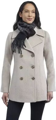 TOWER by London Fog Women's TOWER by London Fog Scarf & Wool-Blend Peacoat, Size: XXL, Natural