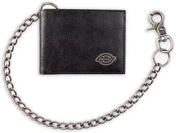 Dickies Men's Dickies Leather Slimfold Wallet with Removable Swag Chain, Black