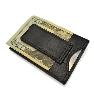 Royce Leather Magnetic Money Clip Wallet, Black