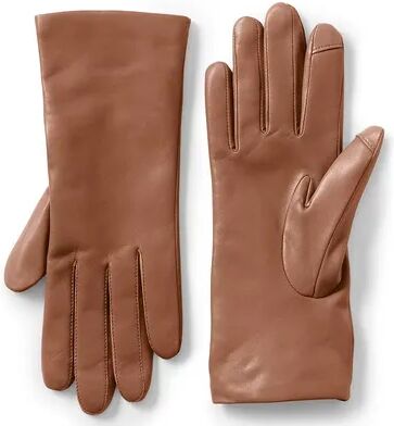 Lands' End Women's Lands' End Touch Screen Compatible Leather Gloves with Cashmere Lining, Size: Large, Dark Brown