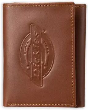 Dickies Men's Dickies Leather Logo Embossed Trifold Wallet, Dark Beige