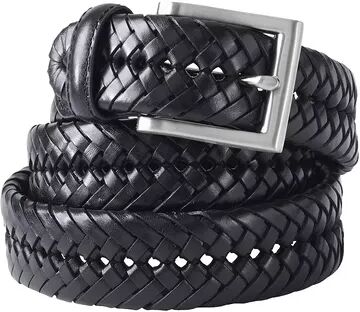 Lands' End Men's Lands’ End Big Leather Braid Belt, Size: 54B, Black