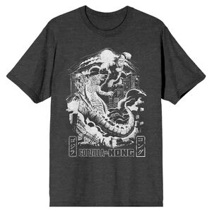 Licensed Character Men's Godzilla Vs Kong Fight Scene Tee, Size: XXL, Grey