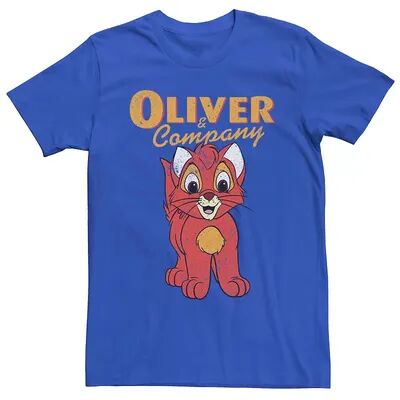 Licensed Character Men's Disney Oliver and Company Vintage Oliver Poster Tee, Size: Large, Med Blue