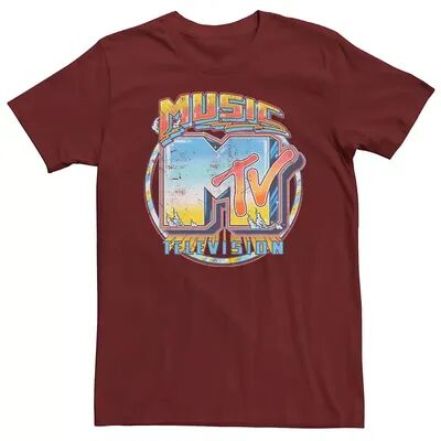 Licensed Character Men's MTV Distressed Air Brushed Music Television Logo Tee, Size: Small, Red