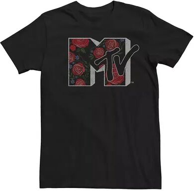 Licensed Character Men's MTV I Want My MTV Floral Box Tee, Size: Medium, Black