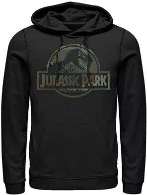 Licensed Character Men's Jurassic Park Camo Fossil Logo Graphic Hoodie, Size: XL, Black