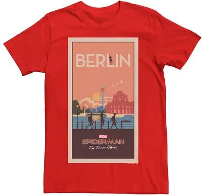 Marvel Men's Marvel Spider-Man Far From Home Berlin Abstract Movie Poster Graphic Tee, Size: Small, Red