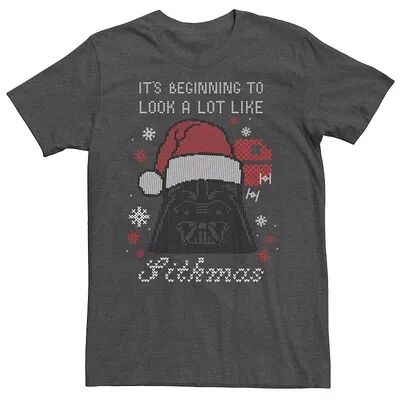 Licensed Character Men's Star Wars Santa Vader A Lot Like Sithmas Christmas Tee, Size: XXL, Dark Grey