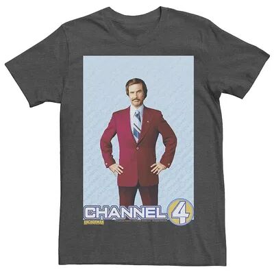 Licensed Character Men's Anchorman Ron Burgundy Channel 4 Portrait Tee, Size: XXL, Dark Grey