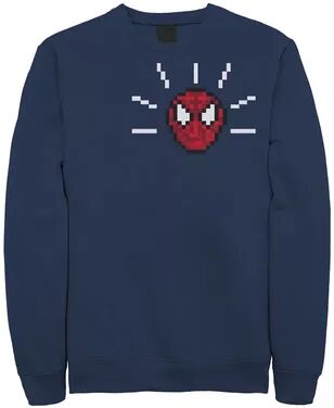 Marvel Men's Marvel Spider-Man Sense Retro Video Game Head Shot Portrait Sweatshirt, Size: Small, Blue