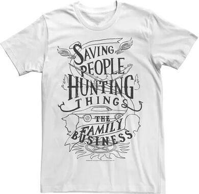 Licensed Character Men's Supernatural Saving People Hunting Things The Family Business Tee, Size: XL, White