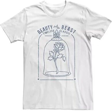 Disney Men's Disney Beauty & The Beast Classic Rose Glass Tee, Size: Medium, White