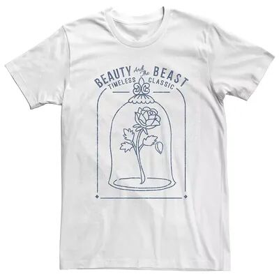 Disney Men's Disney Beauty & The Beast Classic Rose Glass Tee, Size: 3XL, White