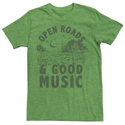 Licensed Character Men's Open Roads Good Music Desert T- Shirt Graphic Tee, Size: Medium, Med Green