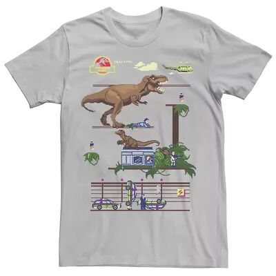 Licensed Character Men's Jurassic Park Digital Video Game Scene Graphic Tee, Size: XXL, Silver