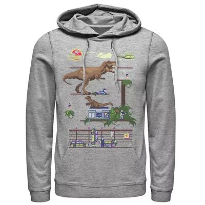 Licensed Character Men's Jurassic Park Digital Video Game Scene Graphic Pullover Hoodie, Size: XXL, Med Grey