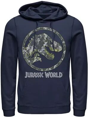 Licensed Character Men's Jurassic World Camouflage Yellow Outline Fossil Coin Logo Hoodie, Size: Large, Blue