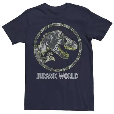 Licensed Character Men's Jurassic World Camouflage Yellow Outline Fossil Coin Logo Tee, Size: XL, Blue