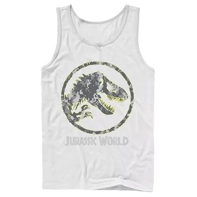 Licensed Character Men's Jurassic World Camouflage Yellow Outline Fossil Coin Logo Tank, Size: XXL, White