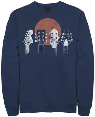 Licensed Character Men's Guitar Head Line Navy Blue And White Pattern Graphic Fleece, Size: Medium