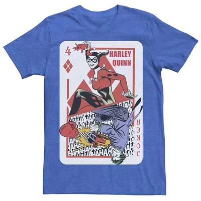 DC Comics Mens DC Comics Harley Quinn Joker Playing Card Tee, Men's, Size: Small, Med Blue