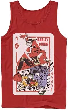 DC Comics Mens DC Comics Harley Quinn Joker Playing Card Tank, Men's, Size: Small, Red