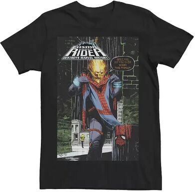 Licensed Character Men's Marvel Ghost Rider Destroys Marvel History Comic Book Cover Tee, Size: XL, Black