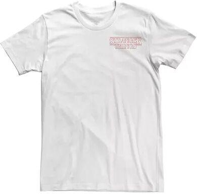 Licensed Character Men's Netflix Stranger Things Logo Outline Left Chest Tee, Size: 3XL, White