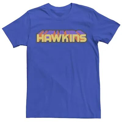 Licensed Character Men's Netflix Stranger Things Hawkins Retro 3D Text Tee, Size: Small, Med Blue