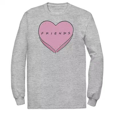 Licensed Character Men's Friends Valentine's Day Candy Heart Logo Long Sleeve Tee, Size: XXL, Med Grey