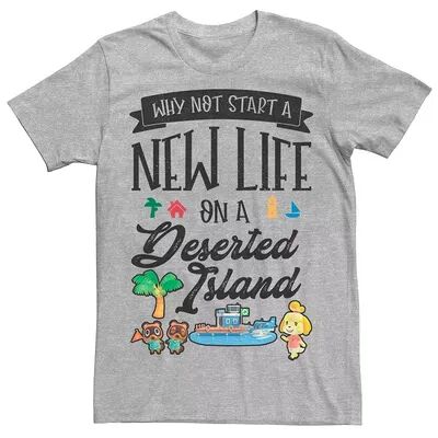 Licensed Character Men's Animal Crossing New Horizons New Island Life Tee, Size: Small, Med Grey