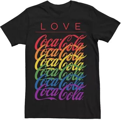 Licensed Character Adult Coca-Cola Pride Love Rainbow Logo Stack Tee, Men's, Size: 3XL, Black