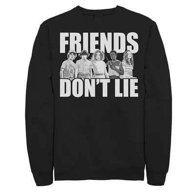 Licensed Character Men's Netflix Stranger Things Friends Don't Lie Group Shot Sweatshirt, Size: Medium, Black