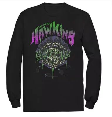 Licensed Character Men's Netflix Stranger Things Demogorgon Welcome To Hawkins Tee, Size: Medium, Black