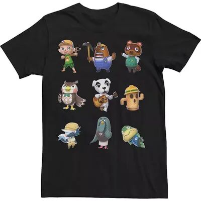 Licensed Character Big & Tall Nintendo Animal Crossing Towns Folk Group Shot Tee, Men's, Size: Large Tall, Black