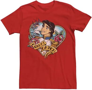 Disney Men's Disney Prince Eric Great Catch Tattoo Style Portrait Tee, Size: XXL, Red