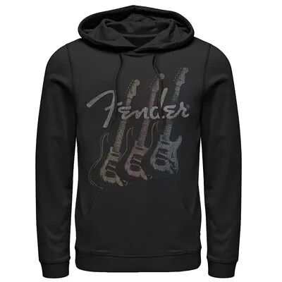 Licensed Character Men's Fender Stacked Guitar Faded Logo Hoodie, Size: Small, Black