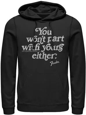 Licensed Character Men's Fender Guitar Vintage Quote Hoodie, Size: Large, Black